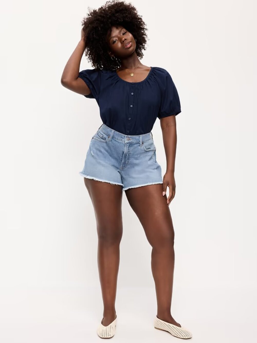 Old Navy Curvy High-Waisted OG Jean Cut-Off Shorts -- 4-inch inseam -- Size 16